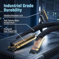 Câble Riser PCIe 5.0 X16 pour GPU, Gen5 128 Go/s, blindé et plaqué argent, cordon d'extension de carte graphique à angle gauche/droite pour serveur PC