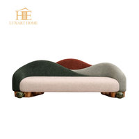 Canapé italien Clouds en velours rose, confortable et moelleux, style minimaliste, luxe léger, pour salon, chambre à coucher, design créatif
