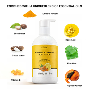 Lotion corporelle éclaircissante naturelle pour la peau, nettoyage de la peau, lutte contre l'acné, élimination des cicatrices, dommages du soleil, uniformité du teint, curcuma, vitamine C, pour les taches brunes - Product Image 4
