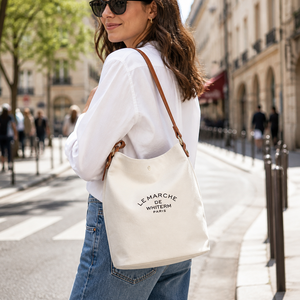 Canvas Bucket <b>Bag</b> Custom Letter Printed <b>Tote</b> Shoulder Shopping <b>Bag</b> Large Capacity for Daily <b>Travel</b> Beach Outdoor SH Vietnam - Product Image 3
