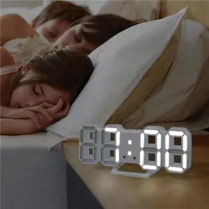 Calendar Temperature Display Table Modern Design Plastic Electronic LED 3D Digital Alarm Wall Clock For Home Office 668