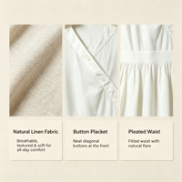 Robe chemise en lin personnalisée pour femme, vente en gros, fabricant, robe midi décontractée d'été coupe trapèze, vêtements à marque privée