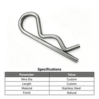 R Spring Cotter Pin Stainless Steel R Type Retaining Pin for Tractor Trailer Machinery Fastening