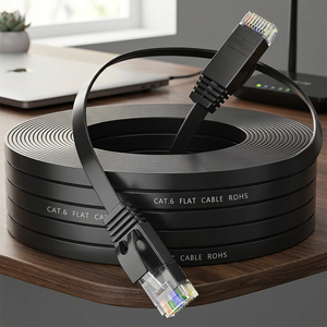Câble extérieur UTP CAT6 étanche avec gaine en PVC, câble plat 32AWG pour caméra CCTV, système POE, maison intelligente, câblage extérieur pour travaux d'ingénierie - Product Image 1
