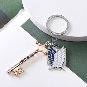 Porte-clés commémoratif en alliage, motif dessin animé, série Anime L'Équipe d'Enquête (Eren, Mikasa, Levi), léger et étanche - Product Image 2