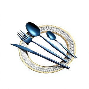 Ensemble de couverts en acier inoxydable fait main, design classique, couleur bleue, à prix abordable - Product Image 1