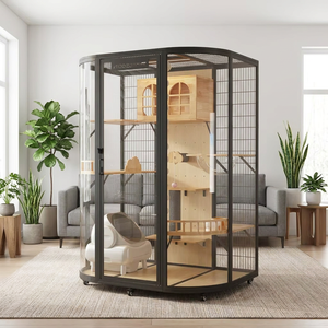 <span class=keywords><strong>Balcon</strong></span> pour chat en bois Skyline, promenade multi-niveaux, maison pour chat, design urbain pour immeubles de grande hauteur - Product Image 1