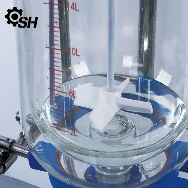 Reator de vidro agitado revestido, chaleira de reação dupla vidro