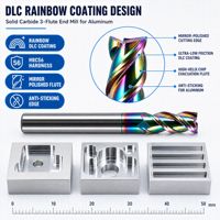 Fraise à queue en aluminium SXT HRC56 DLC à 7 couleurs, revêtement DLC, D1-D10, fraise en carbure pour usinage CNC d'alliages d'aluminium et de métaux