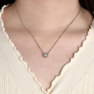 VVS1 <b>D</b> Color GRA Certified 0.5ct Moissanite <b>Necklace</b> Bezel Set Bubble Copper 14K Gold Filled daily wear jewellery for Women - Product Image 3