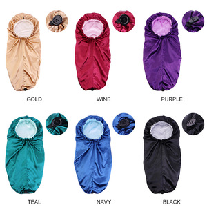 <span class=keywords><strong>Bonnet</strong></span> de nuit extra long en satin doux avec bouton pour tresses, dreadlocks et cheveux bouclés - Product Image 3