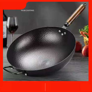 Wok chinois poli de haute qualité, en fer, portable, capacité 20L, pour cuisinières à gaz et à <span class=keywords><strong>induction</strong></span> - Product Image 2
