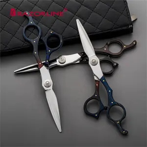 Hair Barber Scissor Japan 440C Steel Wood Handle Scissors Cutting Scissor With Wooden Handle Safety Clip