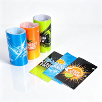 Fabricant d'étiquettes thermorétractables, impression numérique, rouleaux de film rétractable pour bouteilles de boissons, conditionnement de gels douche et shampooings