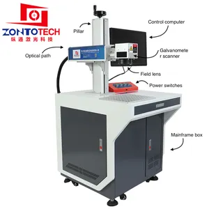 Mesin Penanda Laser Serat Warna 3D, 20/30/50/100W untuk Jendela Perhiasan Plastik Pena Logam CNC Ukiran Logo Pemotongan