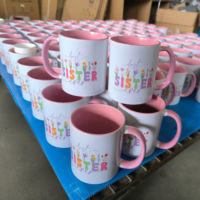 Mug en céramique bicolore de 11 oz, mug à sublimation, mug personnalisé, tasse vierge pour transfert thermique, cadeau souvenir d'entreprise
