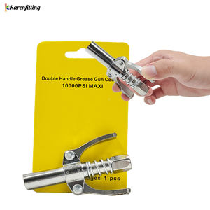 Pistolet à graisse en acier avec embout coupleur, double poignée, haute pression, déverrouillage rapide, haute performance, durable, argent/noir - Product Image 6