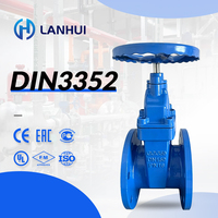 Vanne à opercule à siège souple en fonte ductile Lanhui Water Supply DIN3352 F4 GGG50 PN16 à brides, joint souple EPDM, manuelle, garantie 2 ans