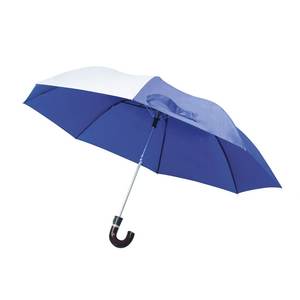 Paraguas Plegable Azul de Doble Toldo con Segmentos Blancos, Tradicional, Casual, Transicional, de Apertura Automática, Semiautomático, Promocional - Product Image 1