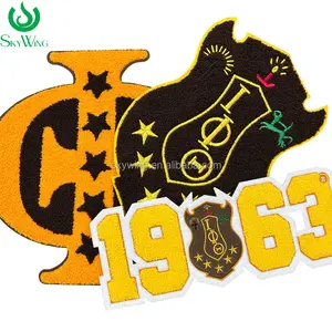 Wholesale 1963 Chenille Number Iota Phi Theta Embroidery Brown with Gold Greek Fraternity Clothing Patches IOTA Hoodie