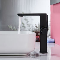 Robinet de lavabo moderne noir et doré à poignée unique pour eau chaude et froide, de luxe, personnalisé, pour la vente en gros