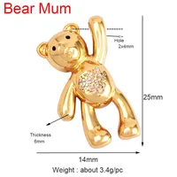Charme de pendentif en forme d'ours mignon, plaqué or 18 carats, zircon cubique, perle, collier animal, bracelet pour accessoires de bijoux faits à la main, fournitures M85