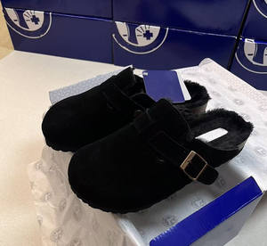 Birkenstocks Alemania importó <span class=keywords><strong>Boston</strong></span> <span class=keywords><strong>Clog</strong></span> Summer Flat Shoes Black Brown Toe Woven Leather con suela blanda Slip-on Fashion Trend - Product Image 4