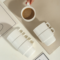 Tasses en céramique empilables, esthétiques, pour café, latte, lait, pour le petit-déjeuner à la maison, tasses à boire pour femmes