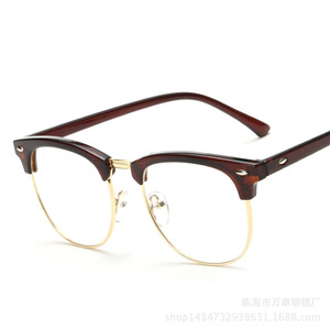 Vintage <b>Eyeglasses</b> Metal Half <b>Frame</b> Pc Clear Lens Unisex Fashion Glasses 2021 - Product Image 5