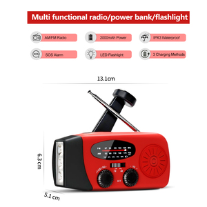 วิทยุพกพาฉุกเฉินพลังงานแสงอาทิตย์และมือหมุน พร้อม <span class=keywords><strong>AM</strong></span>/FM และคลื่นวิทยุพยากรณ์อากาศ ไฟฉาย และแบตสำรอง 2000mAh - Product Image 4