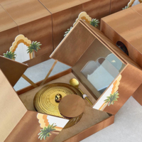 Quadratische Luxus-Geschenkboxen aus lebensmittelechtem Karton mit Doppeltür für Desserts und Gebäck, individuell anpassbar für Eid, Ramadan, Datteln und Schokolade