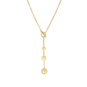 Tree Of Life Pendant Necklace Gold Plated Stainless Steel Tassel Chain For Gift - Product Image 5