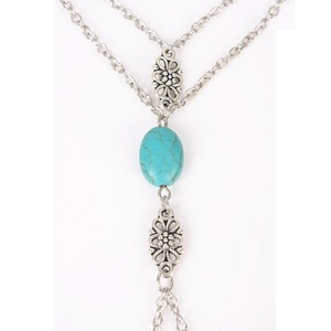 Pulsera <span class=keywords><strong>de</strong></span> moda chapada en <span class=keywords><strong>plata</strong></span> para mujer, cadena <span class=keywords><strong>de</strong></span> metal con cuentas verdes, anillo <span class=keywords><strong>de</strong></span> dedo esclavo - Product Image 4