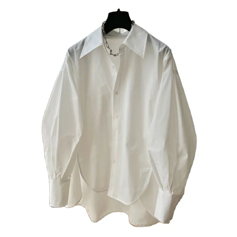 2023 Новое весеннее платье, блузка большого размера с рукавами ягненка, свободная белая рубашка с длинными рукавами, удобная и дышащая