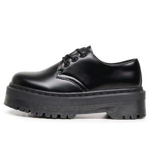 Chaussures habillées pour hommes, entièrement noires, à semelle plateforme, bout rond, style Oxford - Product Image 3