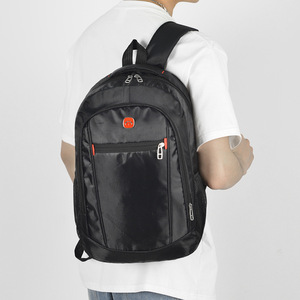 Men's <b>Backpack</b> Large Capacity 20-35L Solid Color <b>Black</b> Leisure Travel <b>Backpack</b> With Interior Zipper Pocket - Product Image 4