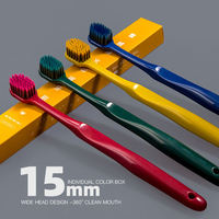 Brosse à dents en charbon de bambou et carbone volcanique, écologique, fibres douces, 48 touffes, Spazzolino, Cepillo Dental