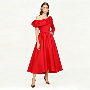 Robe rouge Miranda, épaules dénudées, Costume de cosplay mi-long, tenue de soirée d'Halloween - Product Image 1
