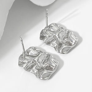 Pendientes de Aguja con Placa de Oro de 18K y Rodio, Pendientes Geométricos Irregulares para Mujer, para Fiesta - Product Image 6