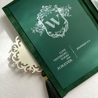 Invitation d'anniversaire en papier velours vert foncé, carte de vœux personnalisée à double porte, finition bronzée, style européen élégant, remerciement