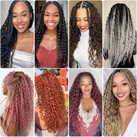 Tresses synthétiques ondulées profondes de 22 pouces Jessica Hair Tresses au crochet BlondeHaute température Fibre tressage Air Curl Cheveux en vrac