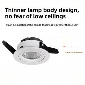 Hiện đại siêu mỏng LED lõm Spotlight Góc điều chỉnh cho tủ trưng bày mỏng trần nhôm CE chứng nhận skd cung cấp - Product Image 5