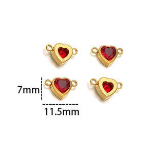 Colgante de moda de acero inoxidable 316L chapado en oro de 14k y 18k, resistente al deslustre, con circonita en forma de corazón y dije de piedra de nacimiento para fabricación de joyas - Product Image 2