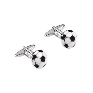 Set di Gemelli a Tema Calcio in Acciaio Inossidabile, Diametro 14mm, Altezza 5mm, Accessorio per Matrimoni, Fidanzamenti, Feste, Idea Regalo, Senza Clip per Cravatta - Product Image 1