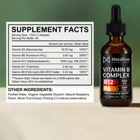 60 ml de méthylcobalamine, complexe B liquide en gouttes, supplément de vitamines B12 et B6 pour l'énergie, le cerveau et le cœur, sans gluten, végétalien, pour adultes