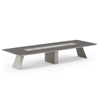 Grand ensemble de bureau en bois moderne de luxe en forme de I modulaire 12 à 18 personnes capacité table longue de conférence en bois pour réunion