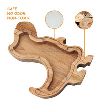 Tirelire Coffre-fort pour Enfants, Boîte à Économies et à Donations, Jouet ATM, Thème Animal Dinosaure, Transparente, en Bois, Couleur Personnalisable, Tirelire à Monnaie