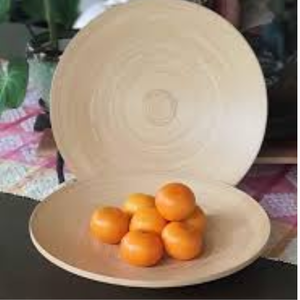 Corbeille à fruits classique en bambou de 12 pouces, grande assiette ronde en bois, plateau décoratif artisanal pour table basse - Product Image 5