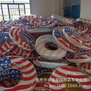 Pvc <b>Inflatable</b> Swim Ring 100Cm Usa Flag Design For Adults Water Fun - Product Image 4
