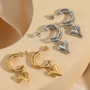 Damila Hotsale Sterling Silver Pearl Earrings Jewelry Gold Plated Dangle Charms Pearl shell Earrings Hoop for women